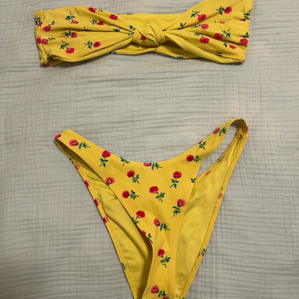 Vintage Yellow Floral Bikini Set